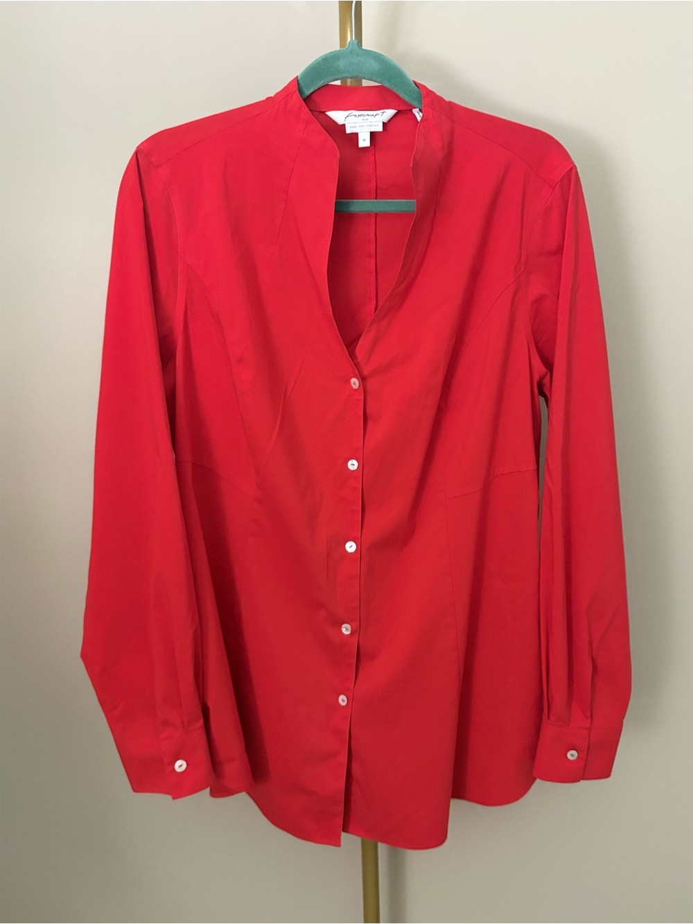Women’s Foxcroft NYC Red Selma Button-Front Blouse